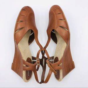 Aerosoles LEATHER shoes brown wedge strapped 11